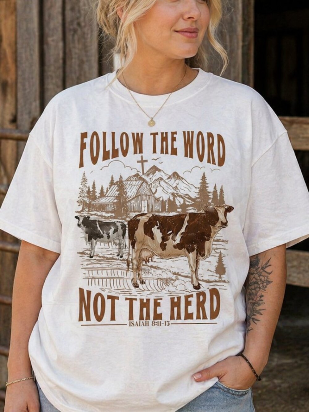 NWT! Mens Womens XXL White Cotton Christian T-Shirt Follow The Word Not The Herd